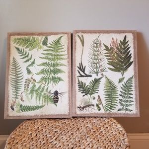 Melrose International Set of 2 Botanical Nature Inspired Textured Burlap Art